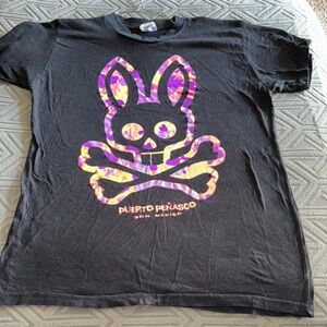 Men’s Black Kids T-Shirt with Colorful Bunny Design